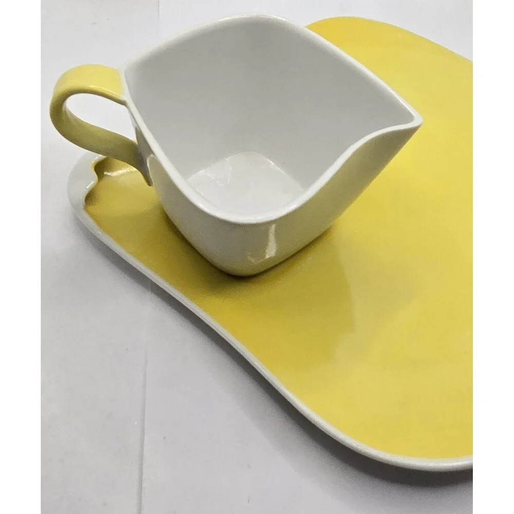 Nagoya Shokai Golden China Porcelaon Japan Yellow and White 2 pc Snack Set
